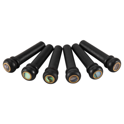 6Pcs Black Ebony Shell Guitar Bridge Bone Pins Set with Abalone Dot 1