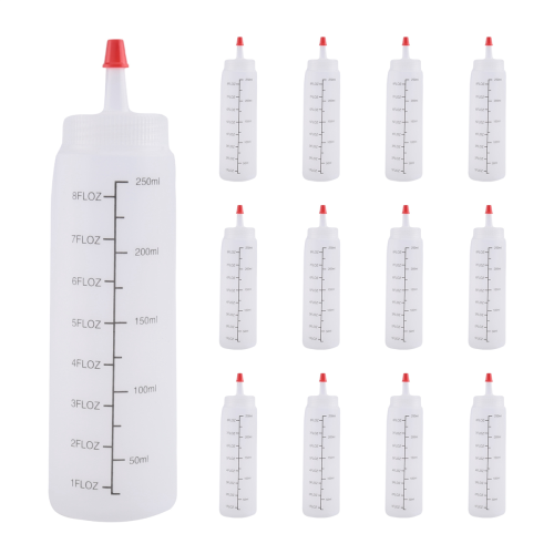 12-Pack 8 Oz Squeeze Bottles with Red Tip Cap-Plastic Squirt Bottle 2