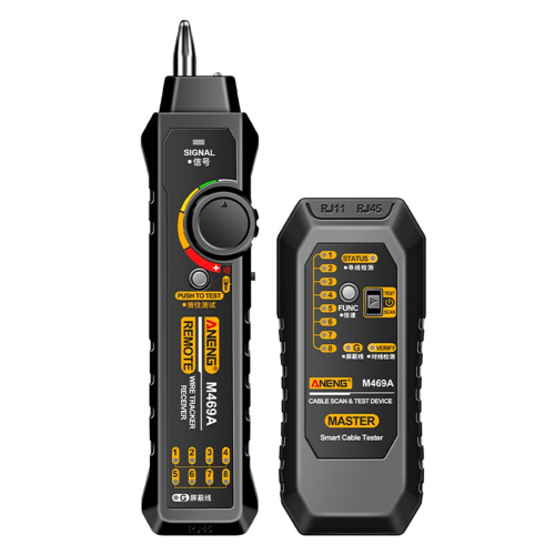 M469A Netværkskabelfinder RJ45 RJ11 LAN-findertester, sort