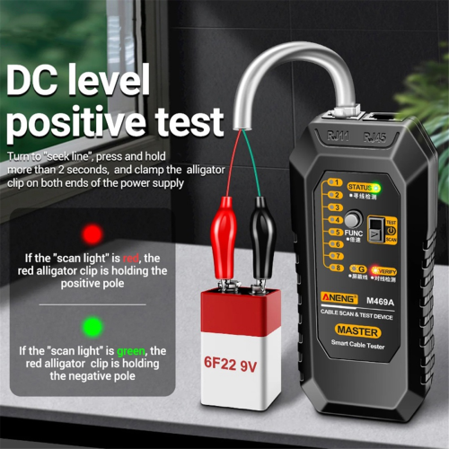 M469A Netværkskabelfinder RJ45 RJ11 LAN-findertester, sort 2