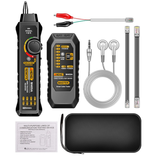 M469A Netværkskabelfinder RJ45 RJ11 LAN-findertester, sort 1