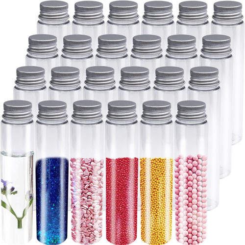 24 de eprubete de 110 ml, eprubete din plastic transparent cu capace