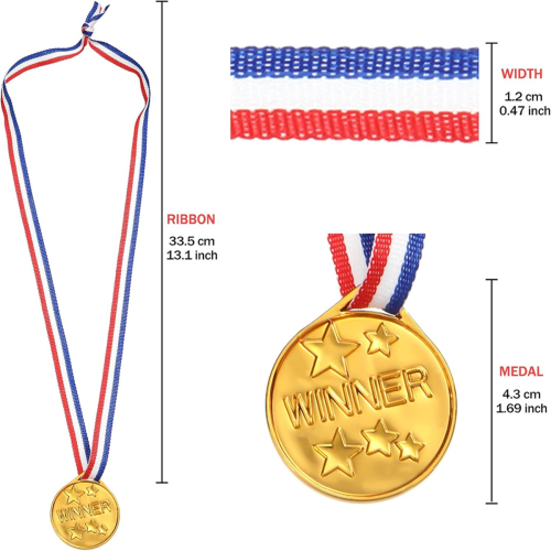 30-pack guldfärgade plastmedaljer för barn 2