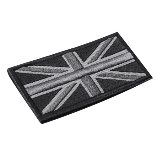 Jack UK Flag Badge Patch Stick 10cm x 5cm NY, (Sort/Grå)