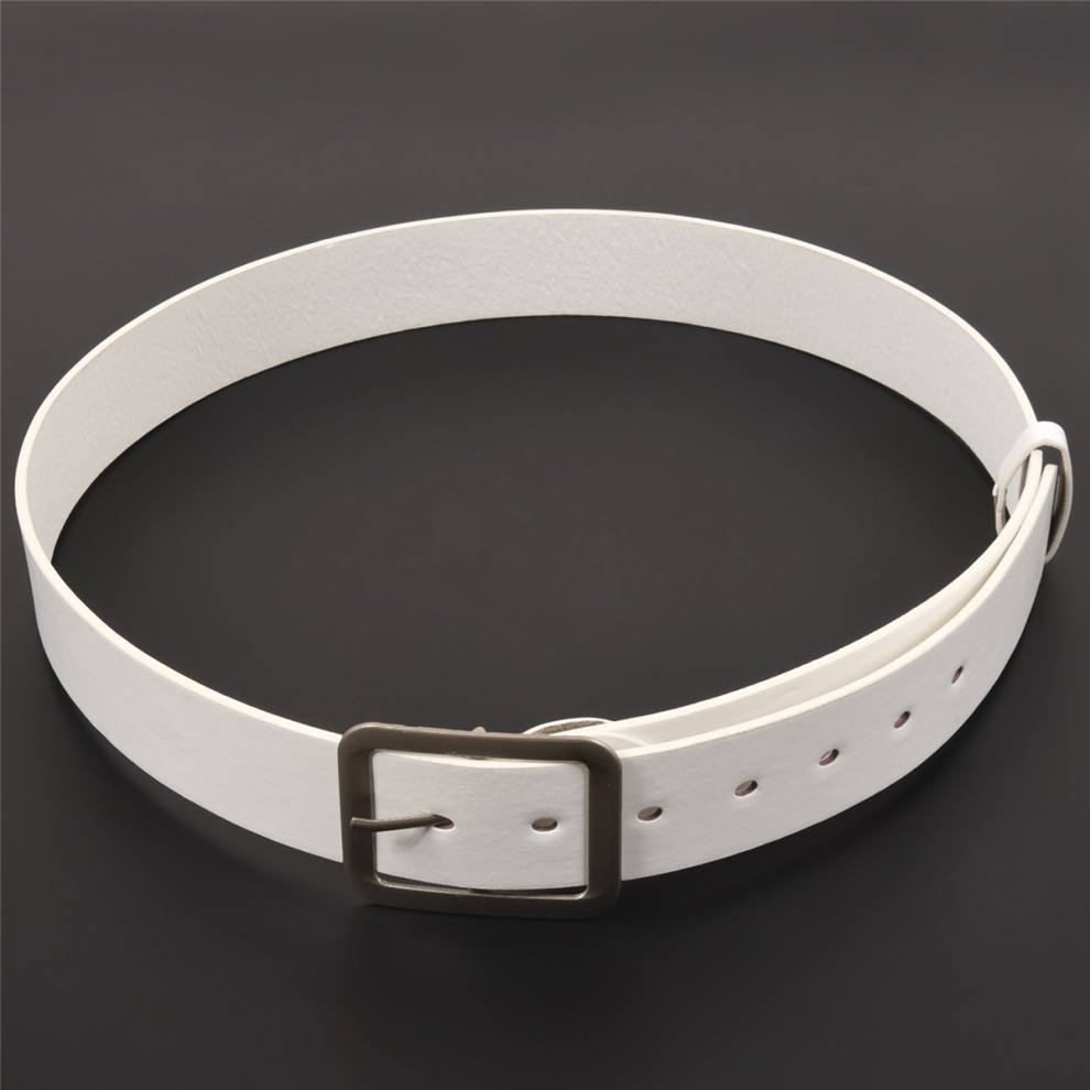 Ceinture décontractée pour homme en similicuir avec boucle à la taille, blanche