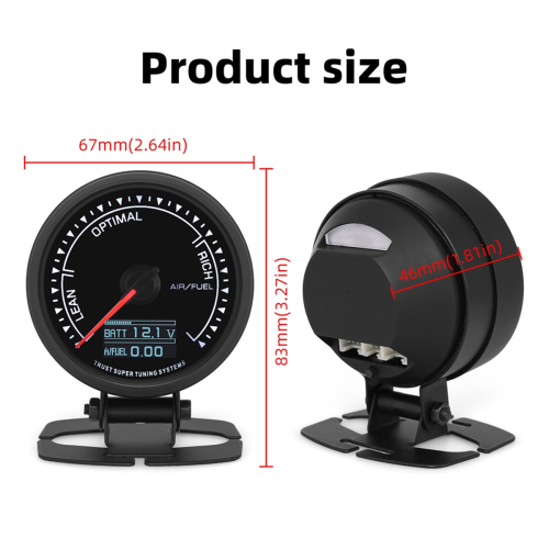 Μετρητής AFR, 2,5 ίντσες (62 mm), για αισθητήρα οξυγόνου στενής ζώνης αυτοκινήτου, 12V 2