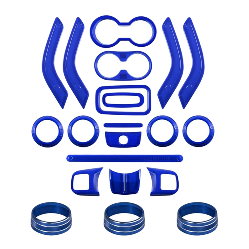 Kit de garnitures intérieures pour décoration intérieure de voiture, 21 pièces, bleu