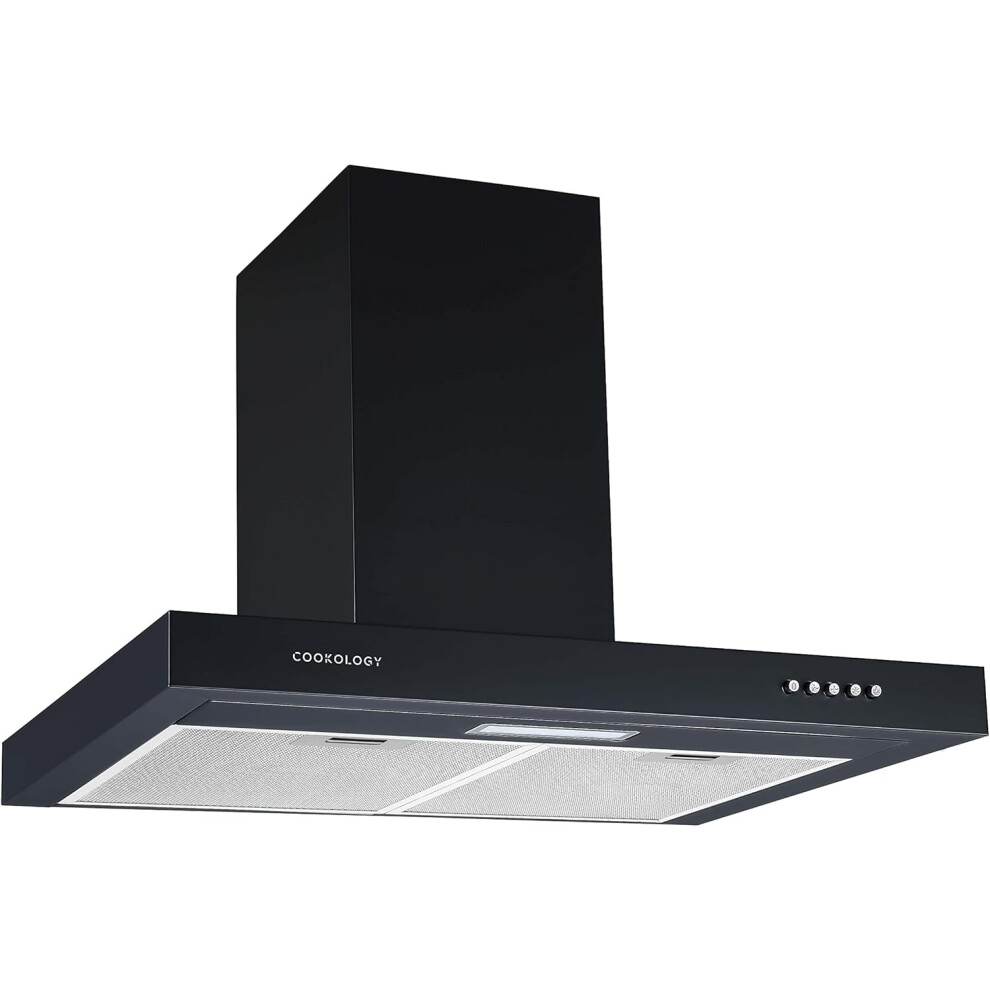 Cookology TSH601BK/A - A Energy Rated, Chimney Cooker Hood 60cm Kitchen Extractor Fan with LED Light, 3 Speed Settings - Black