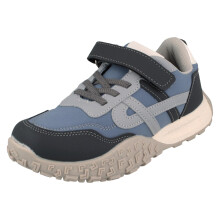 (Blue/Grey, UK 10 Child) Boys JCDees Casual Trainers With Hook And Loop Fastening N1164
