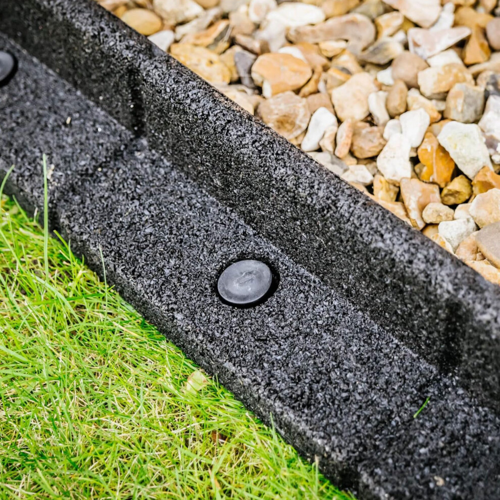 Flexiborder - Lawn Edging - Flexible Garden Edging Border For Grass Lawns - Pathways - Raised Borders - Artificial Grass - Black - 2 X 1M Lengths 705632700952