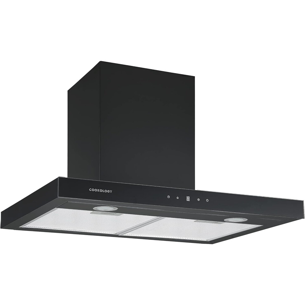Cookology A++ Energy Rating Linear Cooker Hood Touch Control 70cm Designer Extractor Fan Wall Mounted in Black