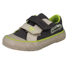(Grey, UK 6 Infant) Boys Clarks Dinosaur Canvas Shoes with Multi Strap Fastening - Foxing Stomp