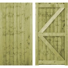 MD Carpentry Wooden Featheredge Garden Gate, Pressure Treated, 180cm High x 90cm Wide x 6cm Deep, Green, Contemporary Garden Style