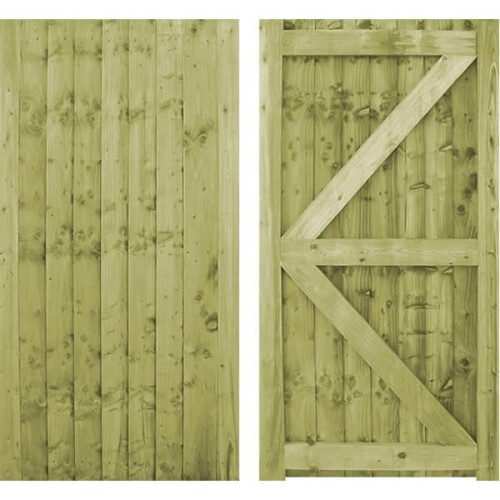 MD Carpentry Wooden Featheredge Garden Gate, Pressure Treated, 180cm High x 90cm Wide x 6cm Deep, Green, Contemporary Garden Style
