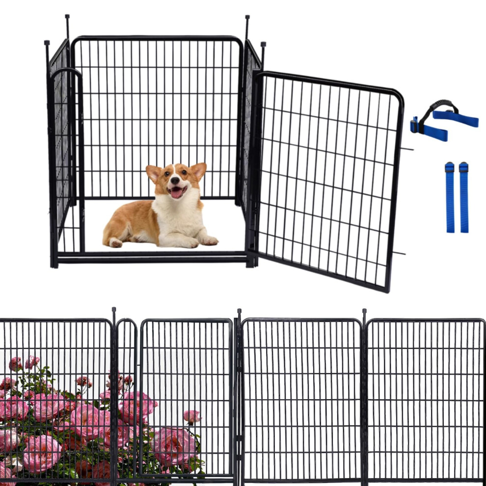 Okaygardn Garden Fence Panel Animal Barrier, Black Heavy Duty Iron Metal Animal Barrier Fence,Dog Fence Outdoor For The Yard,Rabbit Fence For Garden. 726960985675