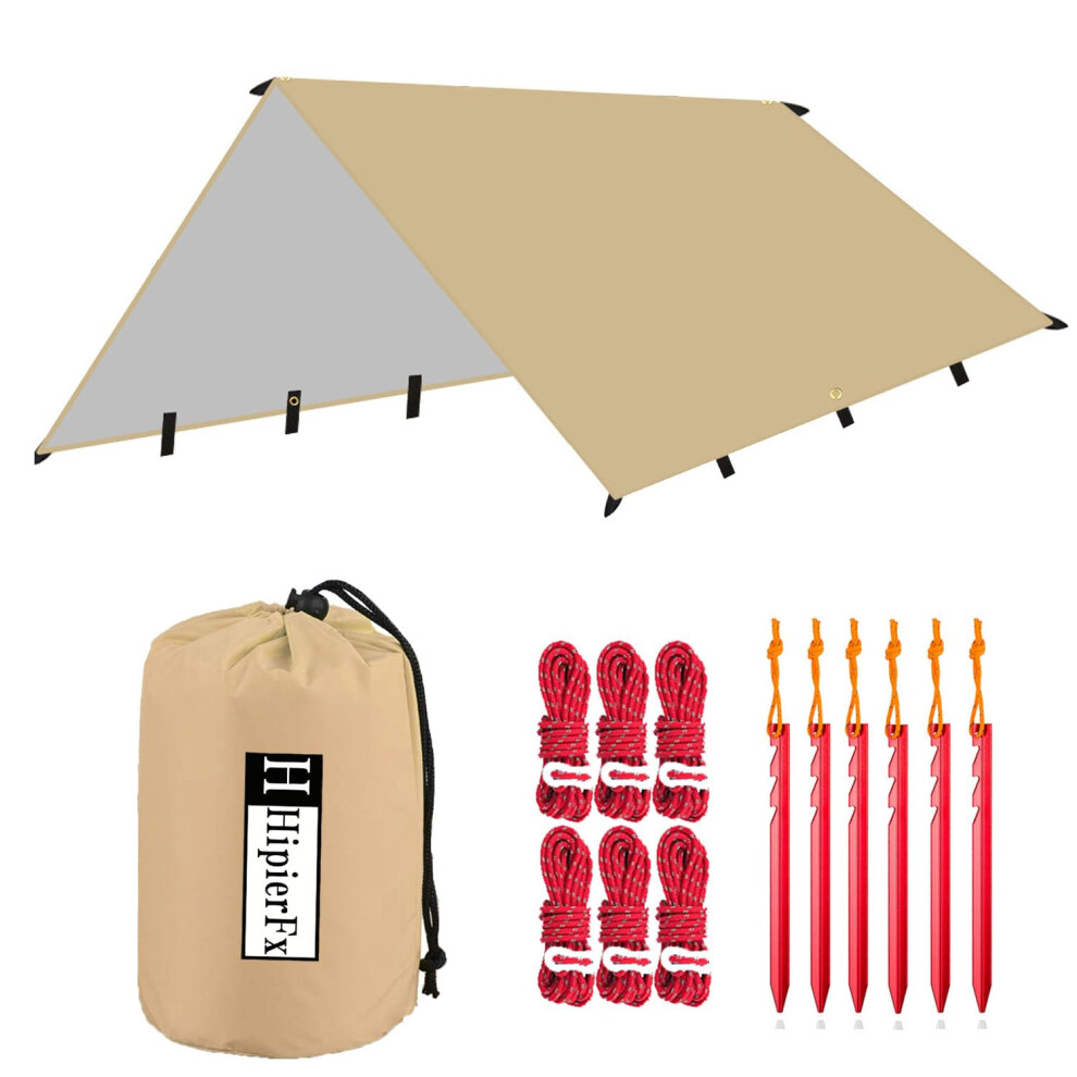 Hipier Camping Tent Tarp 3 * 4 m Portable Lightweight Waterproof Windproof Snowproof Tarpaulin Shelter Sunshade Canopy Hammock Rain Fly Tent Tarp for-image-OPC-PHPY2JK-NEW