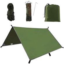 Camping Tent Tarp 3mX3m Hammock Rain Fly Tent Tarp Waterproof Gazebo Picnic Mat Windproof Camping Tarpaulin Portable Sunshade Lightweight Anti UV Sun
