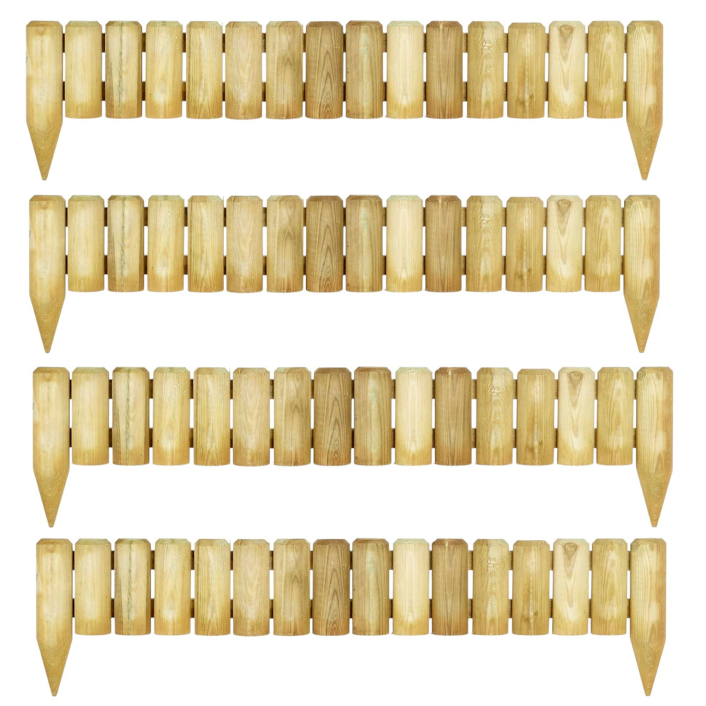 Fahd Traders - 1M Fixed Wooden Log Garden Border Edging | Decorative Picket Fence | Weather-Resistant Lawn Edging For Flower Beds, Pathways & Patio 726665616522
