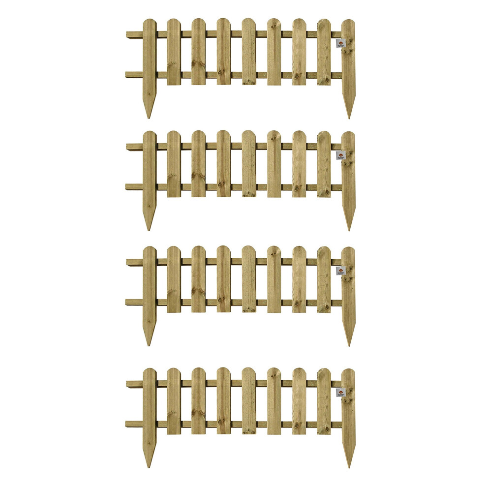Pack Of 4 X Large Wooden Panel Picket Fencing - Wood Garden Border Fence 5060243374769