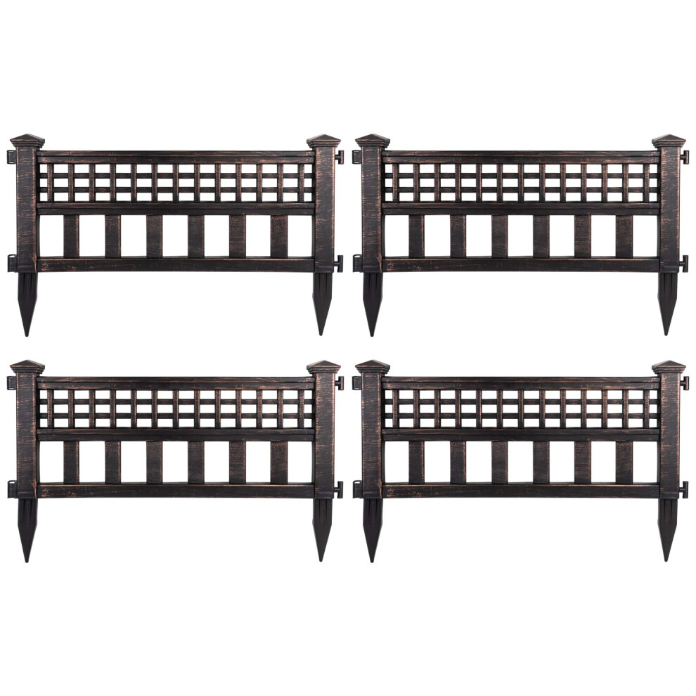 Woodside Bronze Decorative Plastic Garden Fence Panels, Flower Border Edging (4 Pack) 5055864221400