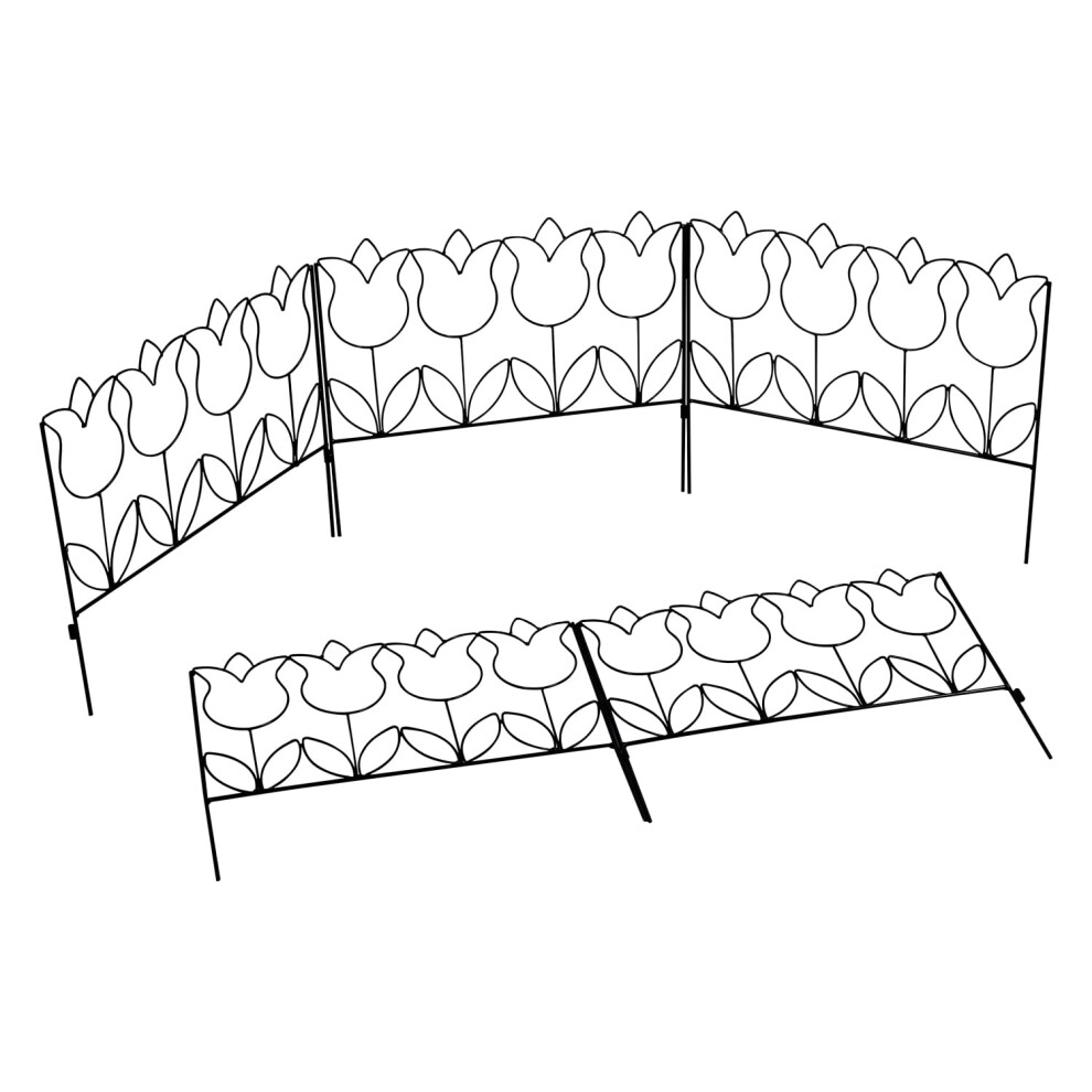 Woodside Decorative Tulip Style Garden Border Lawn Edging Steel Fence, 2.3M Total Length (Pack Of 5) 5055864221523