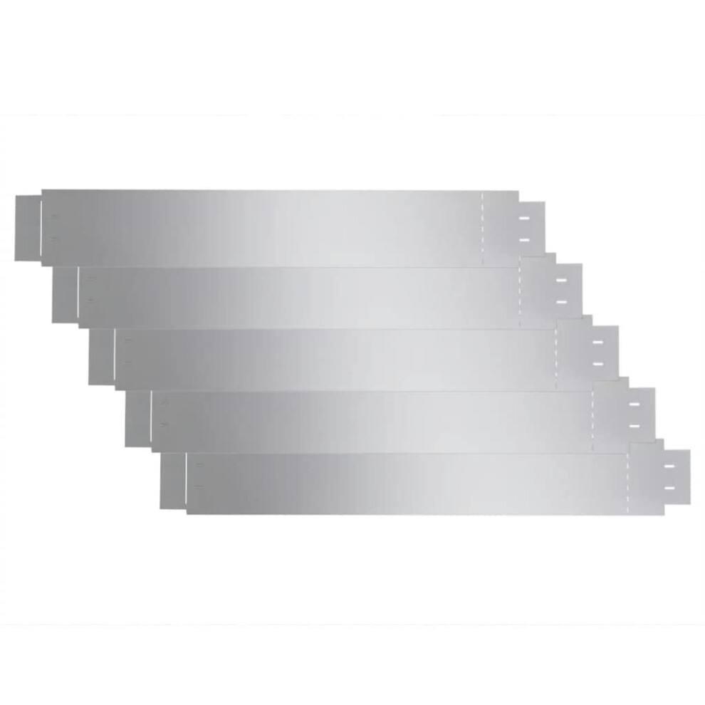vidaXL Set of 5 Lawn Fence Panels - Flexible, Galvanised Steel, 100 x 14 cm - Silver Finish, Sturdy and Rust-Resistant, Easily Bends for Garden Decor
