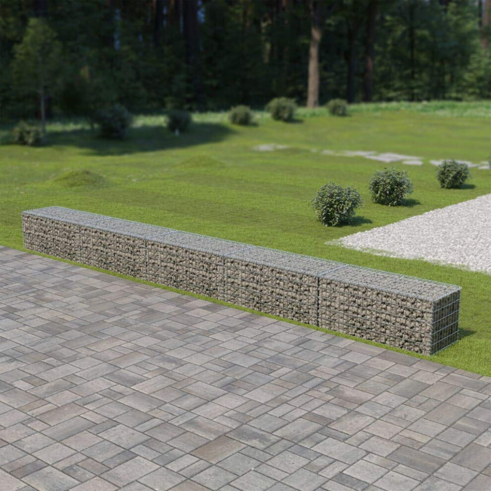 Vidaxl Gabion Wall With Covers Galvanised Steel 600X50x50cm Stone Basket Cage