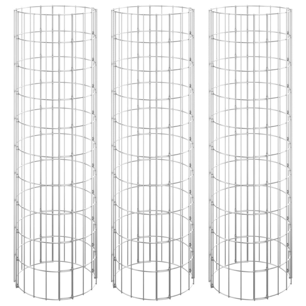 vidaXL Circular Gabion Raised Beds 3 pcs, Gabion Basket for Planter, Gabion Cage for Outdoor, Garden Planter, Galvanised Steel 30x100 cm-image-OPC-PHPY6CM-NEW