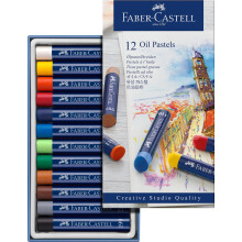 Faber-Castell Creative Studio Oil Pastels, Multicoloured, Cardboard Wallet Of 12, For Art, Craft, Drawing, Sketching, Home, School, University,