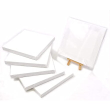 RayLineDo? Set of 6pcs Mini Artist Blank Canvas Frame 6x6inch (15x15cm) Oil Water Painting Board Flat Canvas with 1pc Mini Wood Display Easel