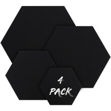 Belle Vous 4 Pack Black Hexagon Canvas Set - 4 Assorted Sizes - Pre Stretched Canvas Panel Boards - Suitable for Acrylic and Oil Painting Also for