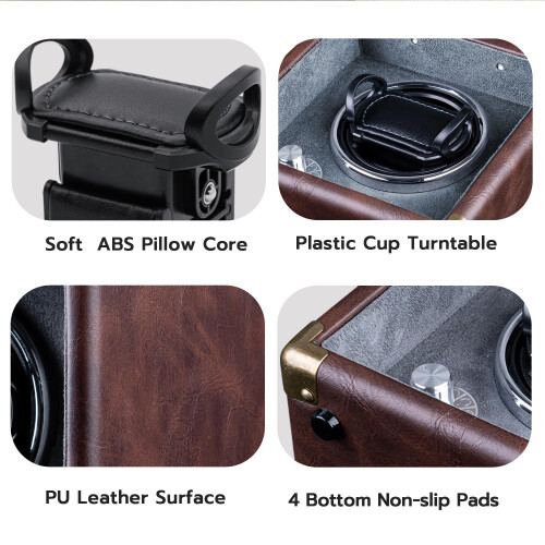 Mcbazel Automatic Watch Winder,PU Leather Automatic Single Watch Winder Turner Rotator Display Box with LED Light/Quiet Motor-Brown 2