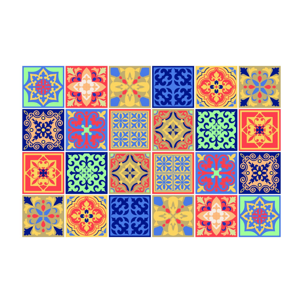 Rackhams Wt1568 - Mara Colourful Mix Mediterranean Wall Tile Sticker Set - 15 Cm X 15 Cm - 24 Pcs - Image 5