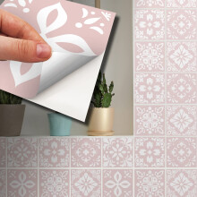WALPLUS 15cm 120 pcs Sevilla Light Pink Wall Tile Stickers Peel and Stick Backsplash Self-Adhesive Vinyl Home Decor DIY Living Room Splashbacks Spring