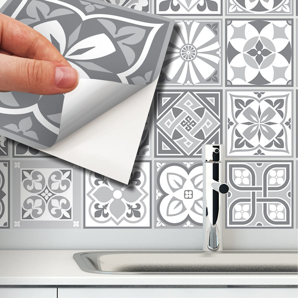 Walplus 24 Pcs 15Cm Purbeck Stone Grey Tiles Removable Peel And Stick Mosaic Tiles Vinyl Self Adhesive Backsplash Bathroom Kitchen Stick On Tile Paint 5056451905604