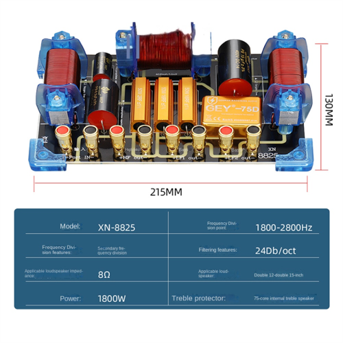 Divisor de frequência de áudio de 1800 W, crossover de alto-falante bidirecional de 12/15 polegadas 2