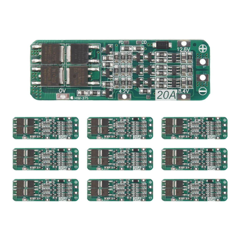 10Pcs 3S 20A 18650 Li-Ion Lithium Battery Charger Module Green 4853719347845