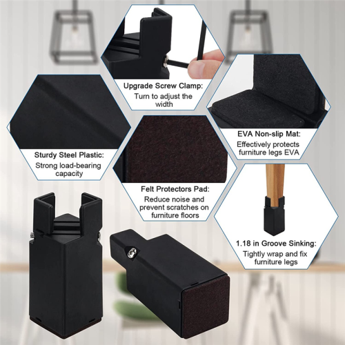 Elevadores de muebles con abrazadera de tornillo ajustable 2