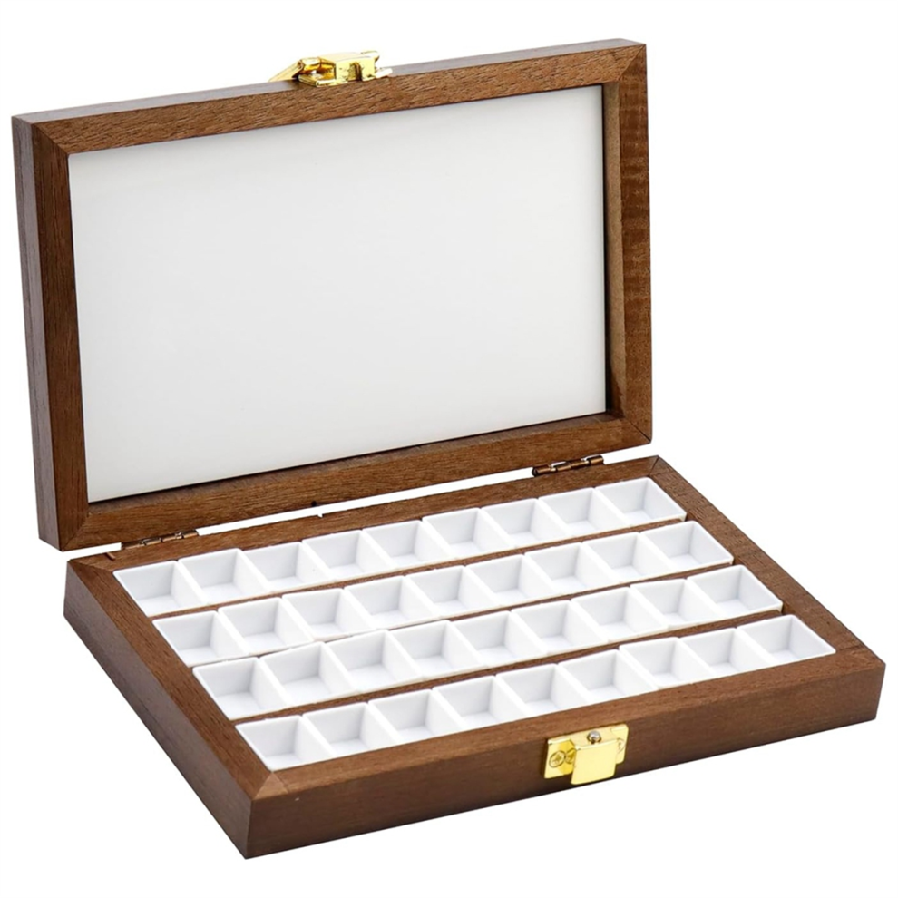 Tavolozza Di Colori In Legno Vuota Da 36 Celle, Tavolozza Di Colori In Legno Portatile