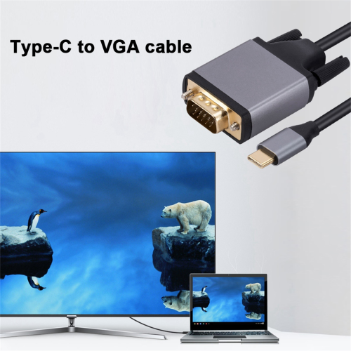 TYPE C til VGA-kabel USB 3.1 til VGA-adapter 10 Gbps HD-skjermkabel 1