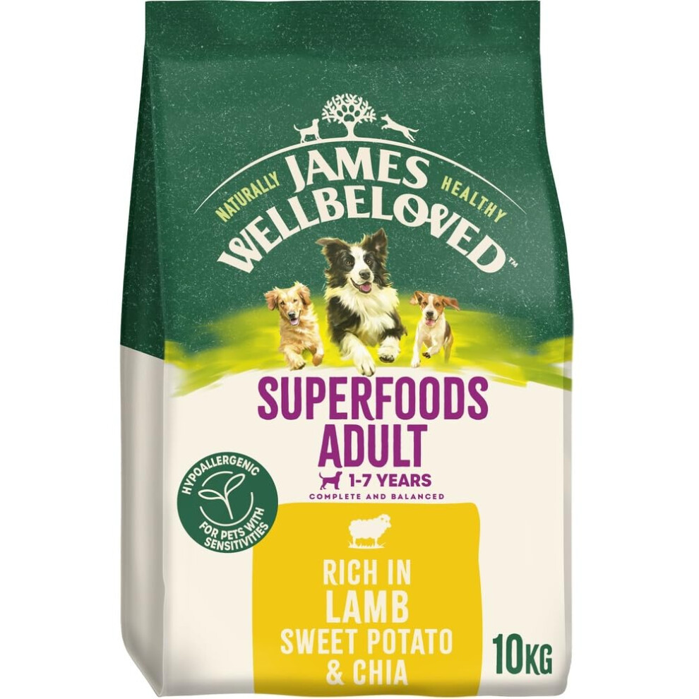 James Wellbeloved Dog Superfoods Hypoallergenic Dry Food Adult Lamb Sweet Potato And Cranberry 10 Kg
