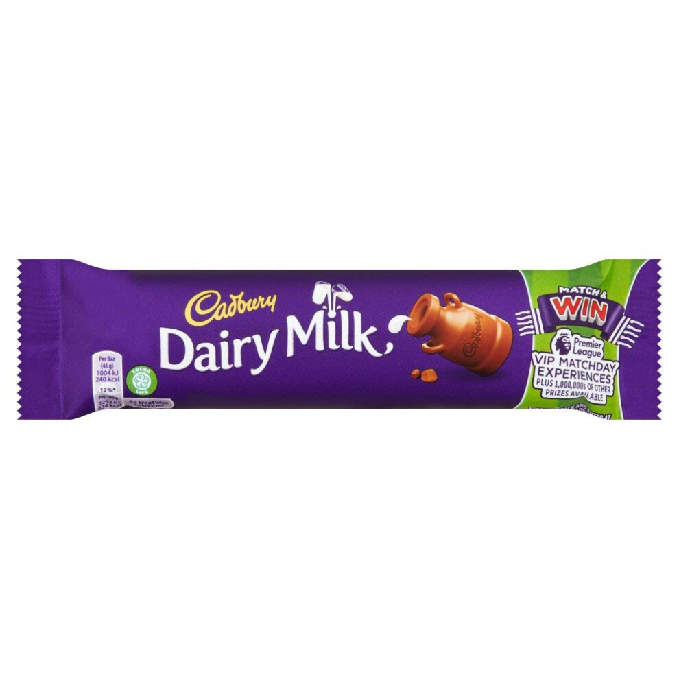Cadbury Dairy Milk Chocolate Bar, Pack Of 48 X 45 G
