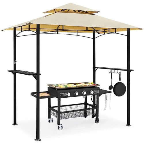 YODOLLA Grillpavillon 2,4m1,5m, Grillüberdachung für Außengrill
