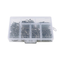 160pcs Metal Eyed Fish Hook Barbed Fishing Hook Fishing Barrels Swivels Circles Hook for Saltwater Freshwater Fishing