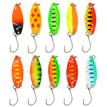 10Pcs Spoon Metal Hard Spinner Baits Fish Lures Spinner Swimbaits Colorful Sequins Lures Baits Single Hook Fishhooks