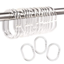 Shower Curtain Rings Plastic Hanging Hooks Transparent 4.5x2.8cm CShape Clear