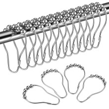 12 x Shower Rings, Shower Curtain Rings, Stainless Steel Hanging Rings with Sliding System 12 Single Hooks