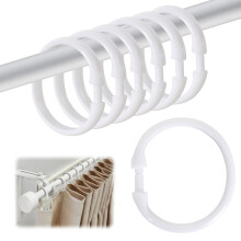 Pack of 12 Plastic Shower Curtain Rings, O Shape, White