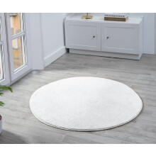 (SILVER, 100 x 100 cm Round) Comfy Washable Minimalist Modern Rug - Anti-Slip, Machine Washable, Low Pile - For Living Room, Bedroom, Hallway Runner