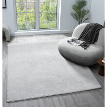 (SILVER, 160 x 220 cm) Comfy Washable Minimalist Modern Rug - Anti-Slip, Machine Washable, Low Pile - For Living Room, Bedroom, Hallway Runner